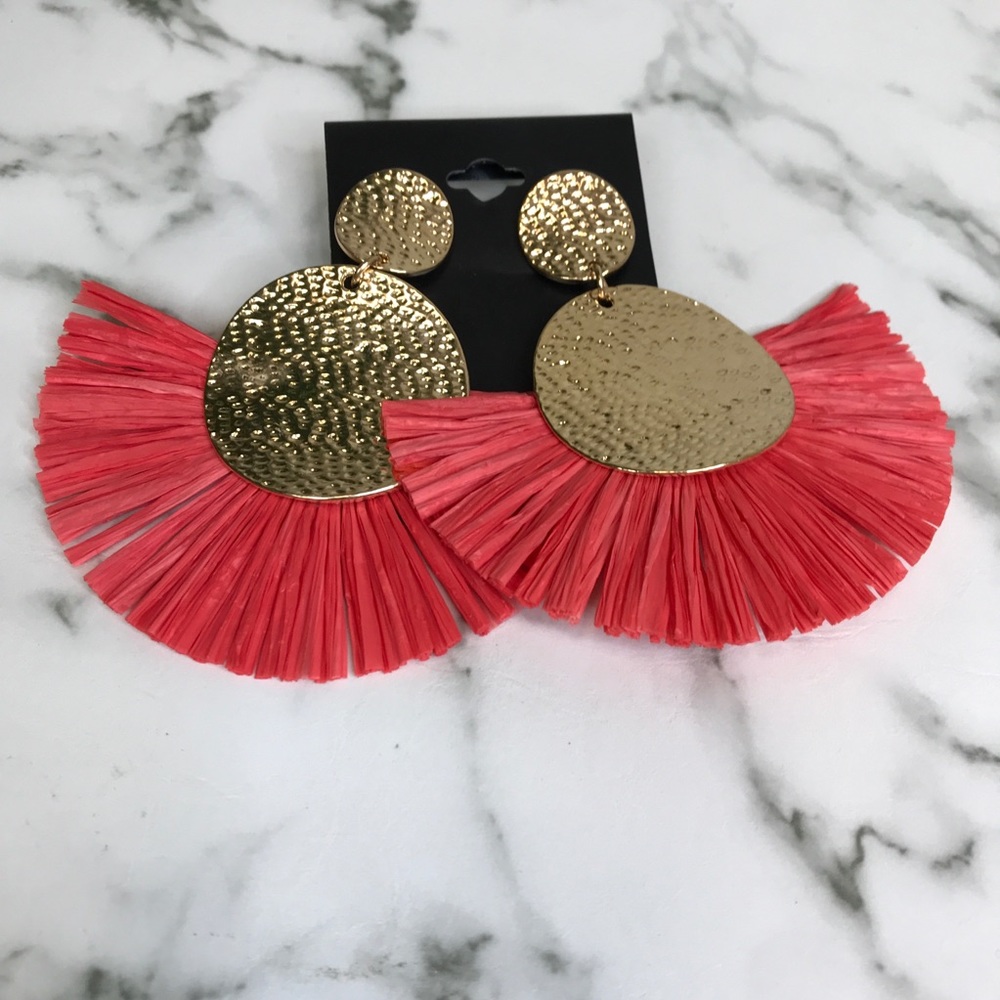 ‼️ Paper Fan Style Earrings Boho Chic Fashion Ear - Picture 3 of 8